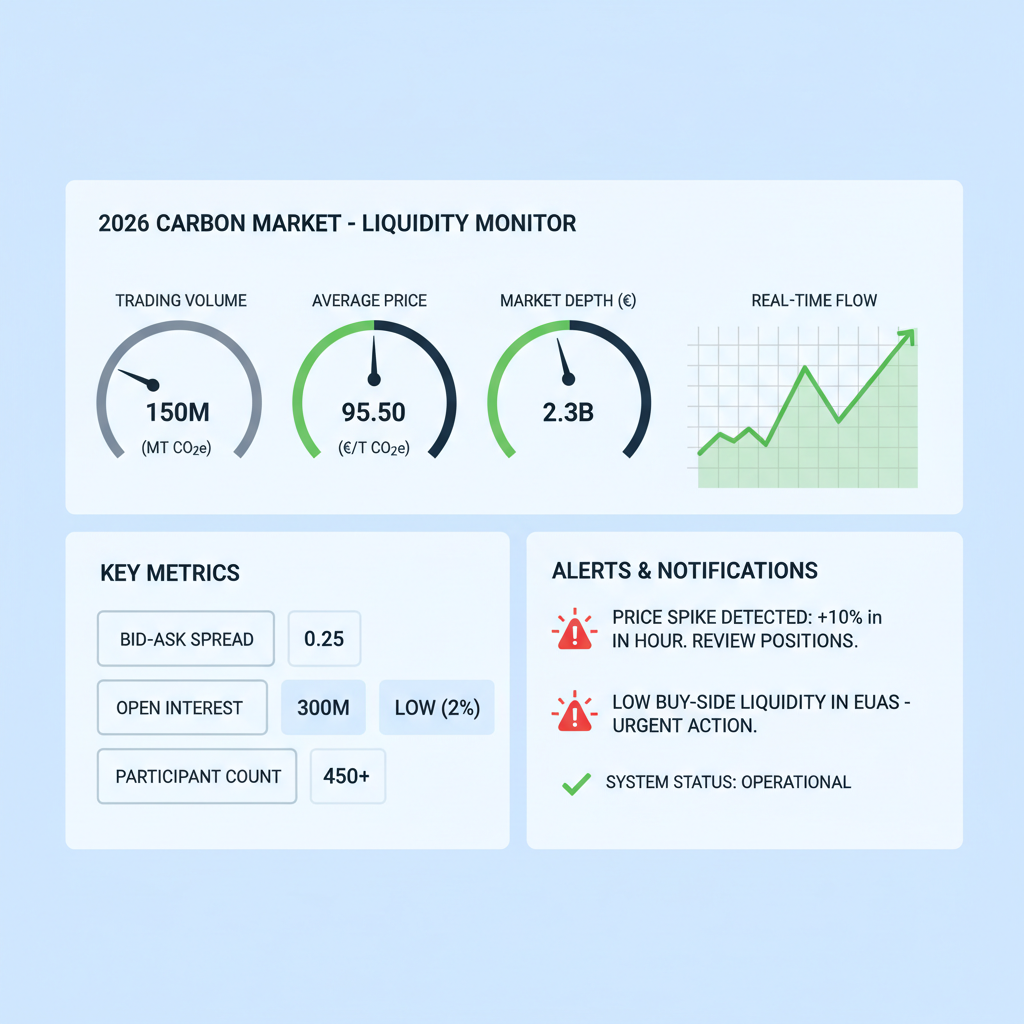monitoring dashboard with liquidity metrics and alerts, 2026 carbon market